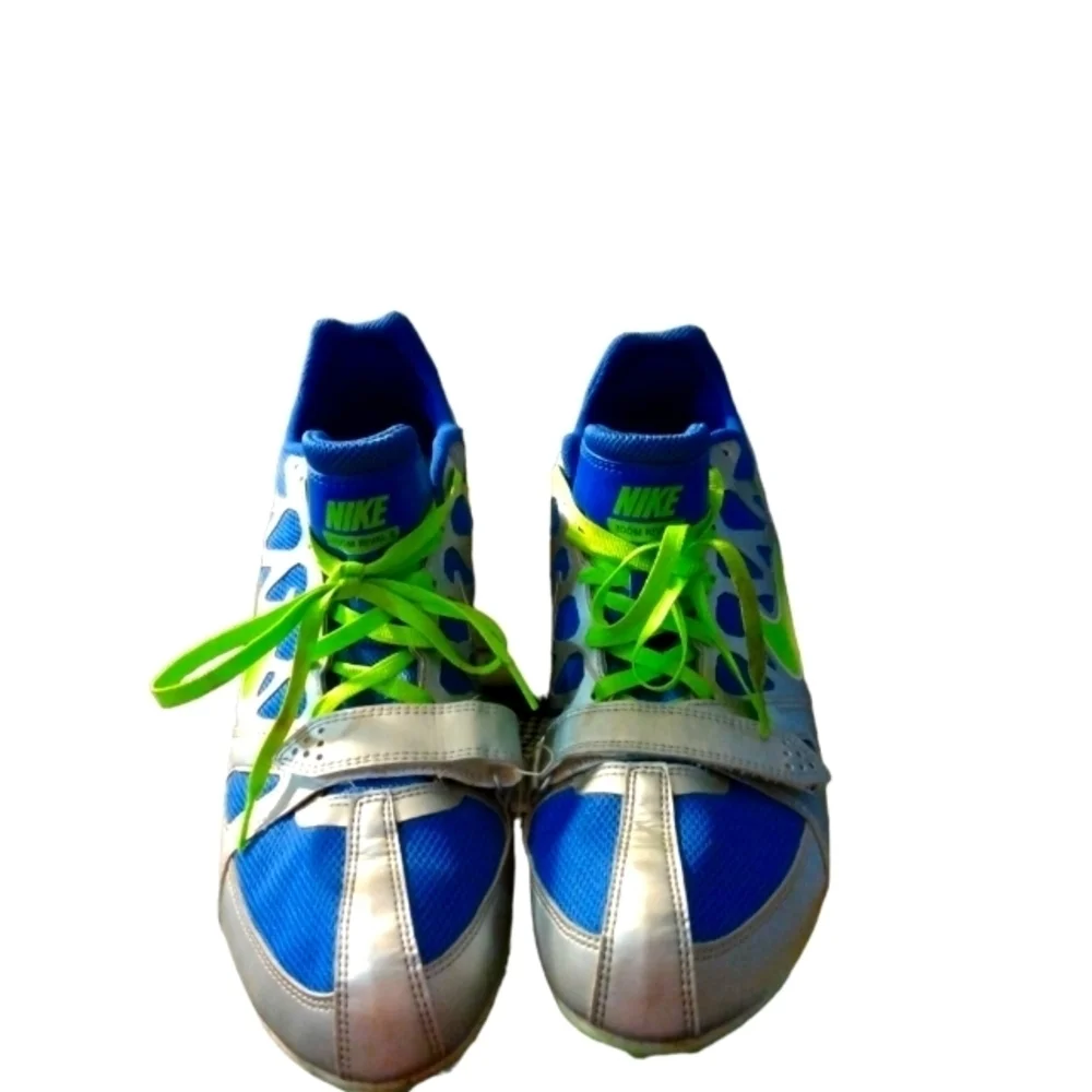 Nike Zoom Rival Sprint Blue, Silver, & Bright Green Men's Shoes (Cleats) 11.5